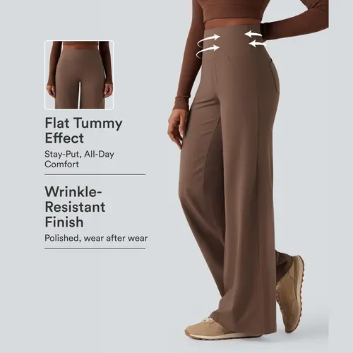 Halara DayStretch High Waisted Tummy Control Wide Leg Yoga Pants with Pockets #BackToSchool