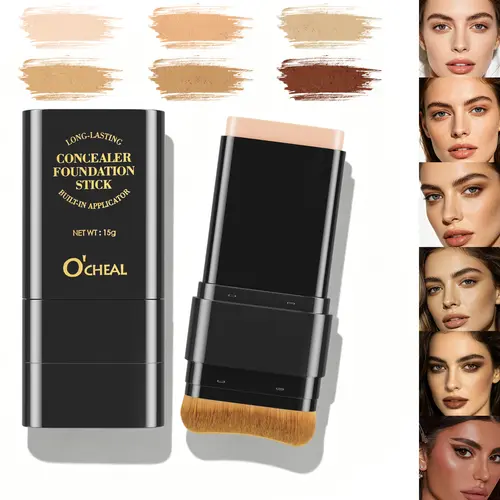 Dual-Ended Foundation Stick with 6-Color Concealer & Multi Use Highlighter - Smoothing, Even Skin Tone, Natural Look Makeup for All Skin Types, Ideal Daily Cosmetic Gift, Foundation & Makeup Routine Essential, Illuminator, Youth,sohochic
