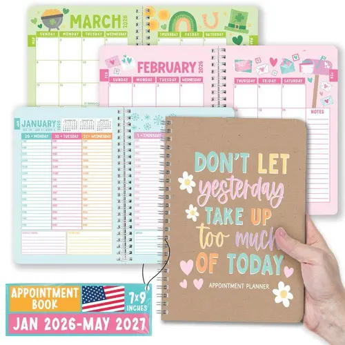 Hadley Designs 2026-2027 Weekly Hourly Appointment Book - Vertical Layout, Monthly Schedule, Office Stationery Supplies, Personal Organiser Planner