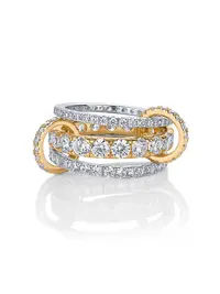 PAVOI 14K Gold Plated Interlocked Three Band Ring for Women - Statement Two Tone Multi Band Stack - Cubic Zirconia Mixed Metals Stacking Jewelry