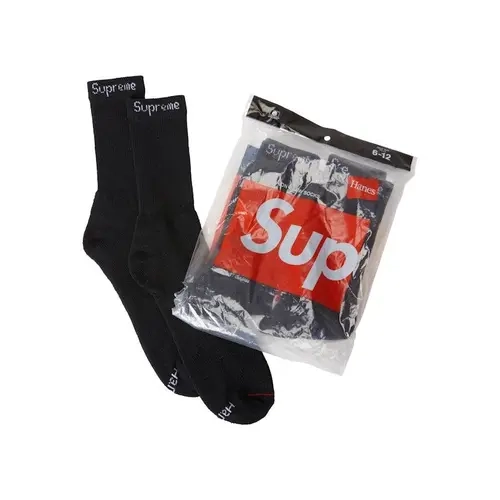 Supreme Hanes Socks (4 Pack) Black (unisex) by StockX