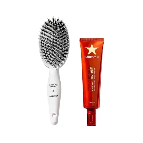 Miracle Brush + Gorgeous Scalp Serum Bundle with Biotin for Stronger Thicker Hair Growth and Scalp Health
