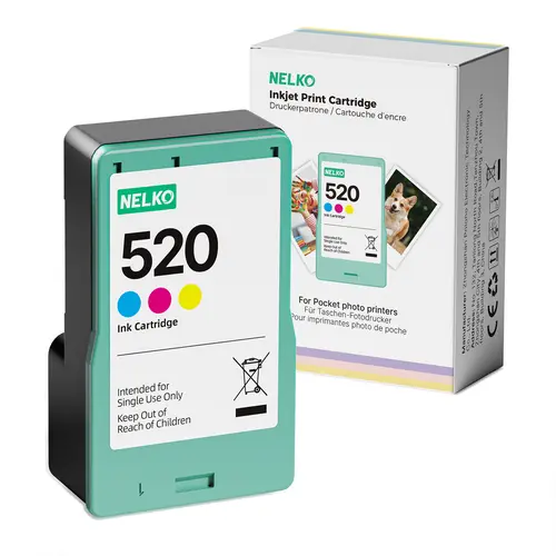 Nelko 520 Replacement Ink Cartridges - 80 Photos/Cartridge, Vibrant Prints, Perfect Fit for PP01/PP03 Instant Smartphone Photo Printer, Versatile Outdoor Printing Solution, Replacement Cartridges
