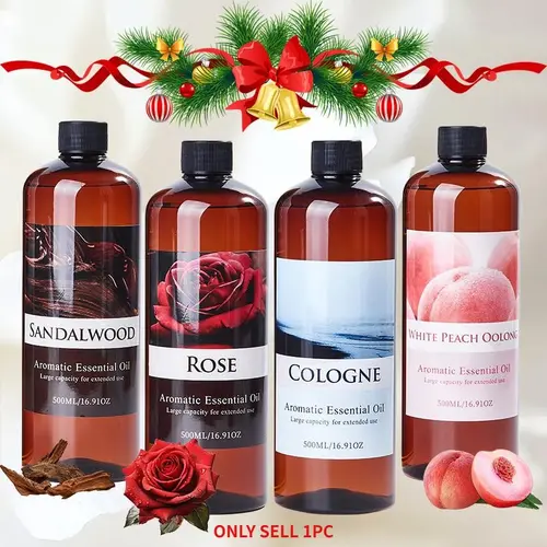 500ml/16.9oz aromatherapy essential oil, Scented oils, Aromatic scents, 8 scents to choose from, Natural plant extracts, high concentration, long-lasting fragrance, Suitable for diffusers, car air fresheners, humidifiers, Christmas gift