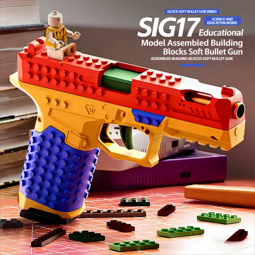 SIG17 Foam Dart Blaster Building Blocks Toy - DIY Assemble & Play Foam Blasters & Toy Guns with 20 Soft Darts for Outdoor Team Battle Shooting Game (Kids, Teens),back to school,back to school haul