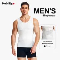 【Upgraded Version】Nebility Men’s Compression Shapewear Vest, Abdominal Slimming Base Layer with Back Cross Support & Posture Correction, High Elasticity, Moisture-Wicking Body Shaping Tank， Menswear Plain,fathersdaygift