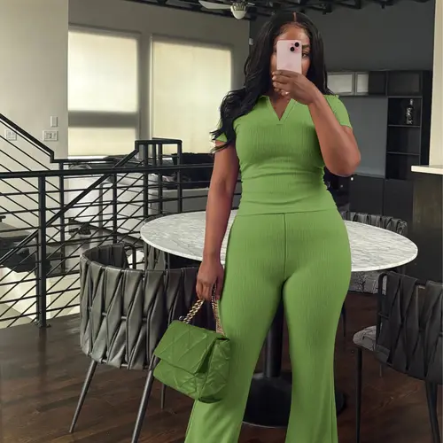 USBoutiqueCHIC Women's Summer Slim Fit 2-Piece Workout Set | Crop Top & High-Waist Leggings | 7-Color Athletic Wear Collection