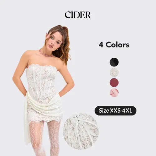 Cider Lace Tube Tie Back Mini Dress