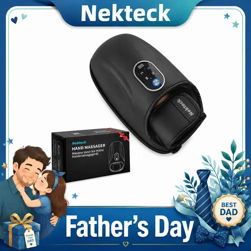 Nekteck Hand Massager with Heat and Compression, 6 Massage Mode, Massage for Wrist, Palm and Finger, Gifts for Women Men (Rechargeable)