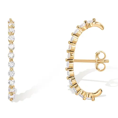PAVOI 14K Gold Plated 925 Sterling Silver Post Minimalist Suspender Ear Cuff Earrings for Women - Wrap Earlobe Studs