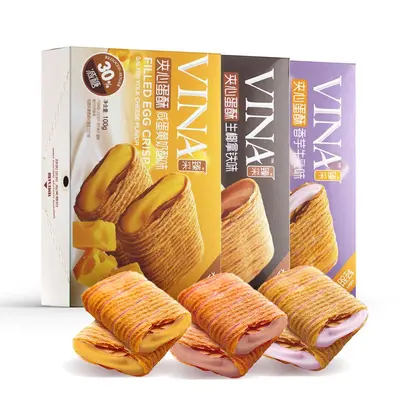 Franzzi Reduced Sugar Egg Rolls 100g – Crispy Filled Egg Crisps, Asian Snack Biscuits, Low Sugar Snack for Tea & Coffee