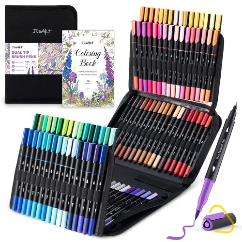 【Back to school shopping】 Dual Tip Watercolor Marker Set (100/80/60 Colors) – Water-Based Art Markers with Fine Tip & Brush Tip, Ergonomic Triangle Grip, No Bleed Coloring Pens for Journaling, Illustration & Coloring, Art Supplies/Birthday Gift, Art Kits,