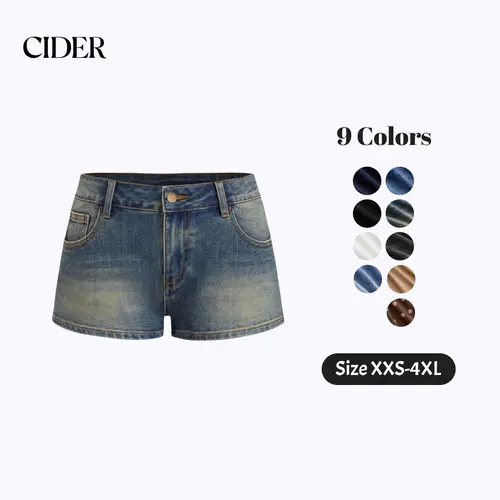 Cider Women's Low-Waisted White Denim Shorts with Classic Design