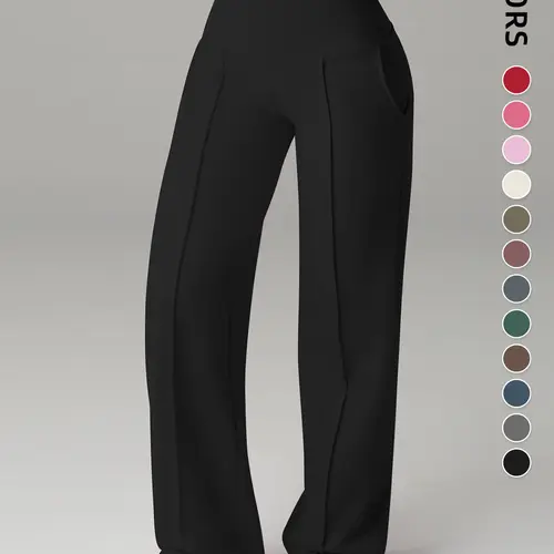 Women's High-Waisted Loose-Fit Sporty Pants, Athletic Soft Comfortable Micro Flared Sports Pants, Activewear Pants, Ideal for All Season Wear, Gym Sportswear Bottoms, Female Gym Clothes