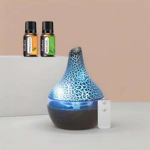 300ml Aromatherapy Essential Oil Humidifier Diffuser - Compact Electronic Diffusion Device with Remote Control, Whisper-Quiet Operation, 7-Color Mood Glow Color-Changing Illuminated Humidifier for Home Calming Retreat, Humidifier Diffusers,sohochic