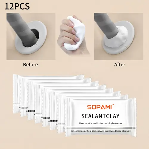12-Pack Waterproof Repair Putty - Leakproof Adhesive Sealant Clay, Wall Repair Paste for Drain Pipe Sealing, Home Improvement Fixes, Reduces Unwanted Odors (Individual Packs), Leakproof Waterproof