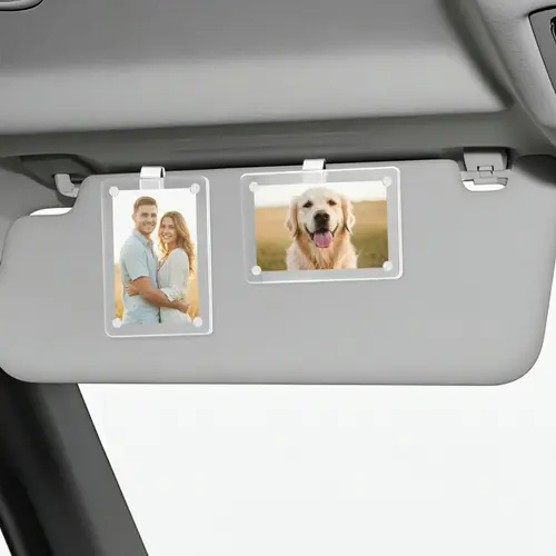 2-Pack Car Sun Visor Photo Frame Holders | Clear Acrylic Snap Clips – Fits Most Vehicles | Displays Photos & Cards,sohochic