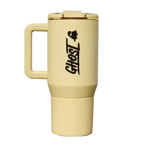 GHOST x HydroJug Coffee Mug – 20oz Latte | Ceramic-Lined Insulated Traveler, Soft-Touch Ambidextrous Lid, Hot 6 Hrs / Cold 12 Hrs