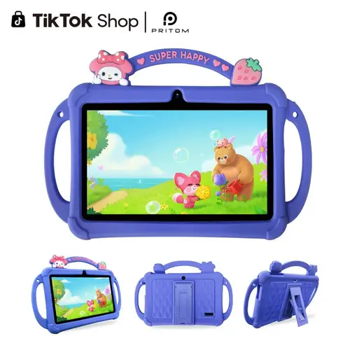 [Back To School] PRITOM Kids Tablet 7 inch Android 13 Bluetooth WiFi HD Screen with Protective Case Parental Control System Dual Cameras Pre Installed Educational Apps Ideal Learning Tablet for Boys and Girls Pink Blue Best Gift For Kids,sohochic
