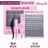 OKAYLOVE Manga Cluster Lashes Kit, Wispy 8-18MM DIY Lash Extension Kit, Lightweight Reusable False Eyelashes (Bunny, Bunny Lite) - Beauty Products, Nature-Infused, Recommended by .melmel.07,  #sohochic #backtoschool