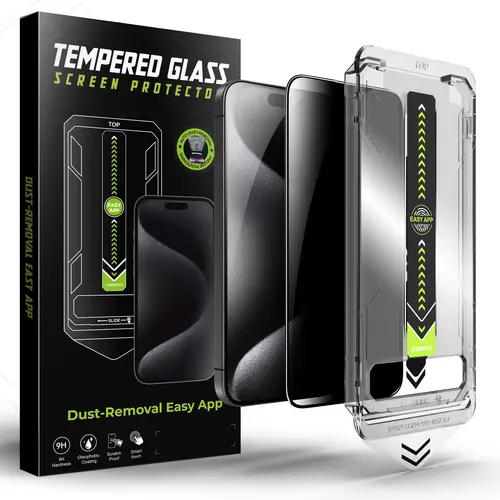 9H Tempered Glass Privacy Screen Protector for iPhone 17 Pro/16/16 Pro/13, Smartphone Accessories for Handheld Devices, Anti-Glare, Full Coverage, Anti-Fingerprint, Auto Dust-Elimination, No Bubble, Easy Installation Protection