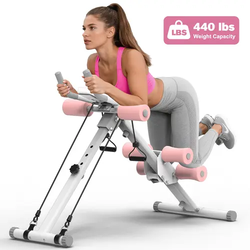 RELIFESPORTS Foldable Abdominal Workout Machine, Stainless Steel Frame Home Gym Equipment, 5-Height & 2-Incline Adjustable, 3 Smooth Silent Rollers, LCD Monitor, 440 LBS Capacity, Stable Operation for Fitness, TikTok Shop Back to School