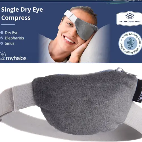 MyHalos Heated Eye Compress & Stye Eye Treatment for Dry Eyes - Washable Warm Stye Compress - Reversible Moist Heat Eye Mask for Blepharitis & MGD - Eye Stye Heat Compress - Stye Treatment Patch