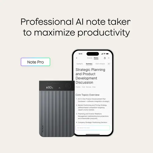 [New Launch] Plaud Note Pro Professional AI Voice Recorder with 4 MEMS Microphones, Instant View Display, 50-Hour Battery Life, AI Transcription & Summary, USB Ring, Automatic Daily Use, Premium Office Desk Gadget for Business Meetings, Business Gift, Bat