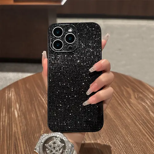 Black Sequin Phone Case, Compatible with iPhone 11/12/13/14/15/16/17 Pro/Pro Max/Plus, Stylish Protective Cover, Unique Design for Daily Use, Protective Casing