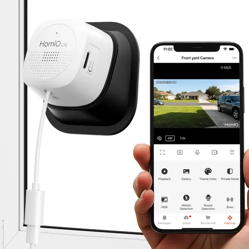 HomiQ Life Window Security Camera 3MP 2K, Indoor WiFi Cameras 2.4GHz/5GHz with Adjustable Angle Tilt , Motion & Person Detection with Auto-Focus , Easy Installation, 24/7 Recording Works with Alexa & Google Home, Wireless Security Camera, High Definition,