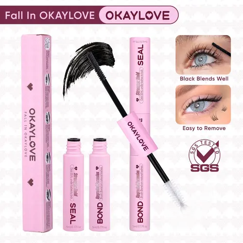 OKAYLOVE Cosmetic Makeup Lash Bond and Seal Kit - Black & White Lash Glue, Strong Hold, Waterproof, Long-Lasting, Suitable for Overnight Wear, Ideal Girl Gifts for DealsForYouDays