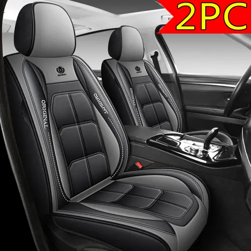 2PCS Spill-Resist PU Leather Car Seat Covers - Airbag-Compatible, Airbag Safe, Waterproof, Universal Fit, Black & Gray, Easy Install, Car Seat Protectors, Automotive Interior Accessories,toolupgrade