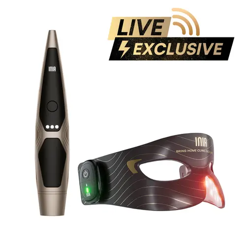 【LIVE EXCLUSIVE】INIA Lumin & Red Light Therapy Eye Mask Bundle | 4-in-1 EMS Wand + 96-LED Cryo Cooling Mask. FDA-Cleared Eye Spa Kit for Anti-Aging, Wrinkles, Dark Circles & Puffiness.,sohochic