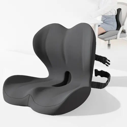 Upgraded Non-Slip Memory Foam Car Seat Cushion for Truck Drivers - L-Shaped Ergonomic Design, Lumbar Support, Tailbone & Back Pain Relief, Extended Zipper for Zipoff Wash, Truck Accessories, Ergonomic Seat Cushions, Fixed Strap