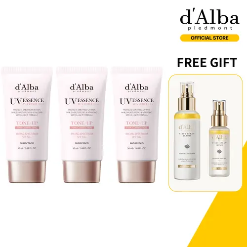 [TikTok Exclusive] [OFFICIAL d'Alba] White Truffle Waterfull Tone Up Sunscreen Serum Holiday Gift Set | Tone Up Sunscreen 4EA  & First Spray Serum 3.38 fl oz