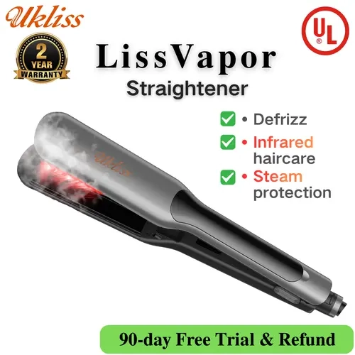 UKLISS LissVapor Unisex Hair Styling Tool - US Plug, Steam Protection, Infrared Protection, Straightening & Curling Functions, Frizz Control, Softening & Smoothing Hair