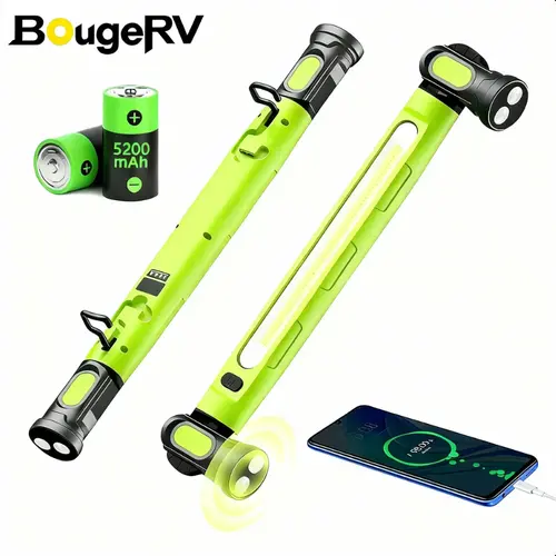 BougeRV Under Hood Work Light Bar, 3000LM LED Magnetic Light Bar with Hooks, 5200mAh Cordless Rechargeable Hood Light, Single Pack, Ideal for Mechanic, Car Repair & Garage Use,sohochic