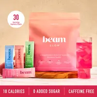 Beam Glow Variety Pack Low-Calorie Dietary Beauty Supplement Drink - 30 Single-Serve Sticks, Glow Up Support for Hormone Balance,n, Hair, Nails & Metabolism SkiBoost (4 Flavors) | Back to School