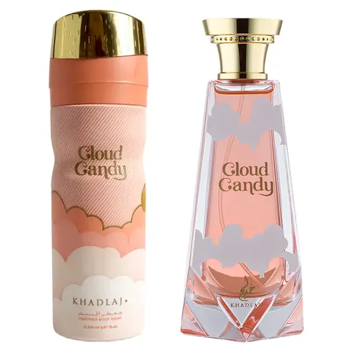 Khadlaj Cloud Candy 2 Piece Gift Set for Unisex (3.4 Ounce, Eau de Parfum + 6.8 Ounce, Body Spray)