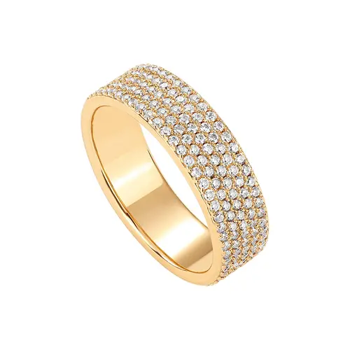 PAVOI 14K Gold Plated Cubic Zirconia Wide Eternity Statement Rings - CZ Stackable Wedding Band for Women