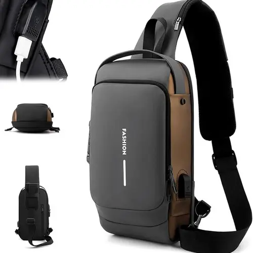 2025 Men's Crossbody Bag - Anti-Theft with Password Lock, men's gift, Christmas gift,Large Travel Bag Multi-Layer Storage, Detachable Strap, Durable & Stylish,Portable, Portable,Valentine's Day gifts