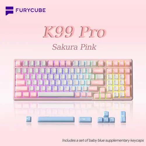 FURYCUBE K99 Pro Full Size Gasket Wireless Mechanical Keyboard Wired/Bluetooth/2.4G Tri-Mode Side Engraved Gaming Keyboard For Laptop Computer 99 Keys RGB Backlit Hot Swappable Customize Keyboard E-Sports, PBT Keycaps 3/5 Pin TikTokShopfalldealsforyou, Ke