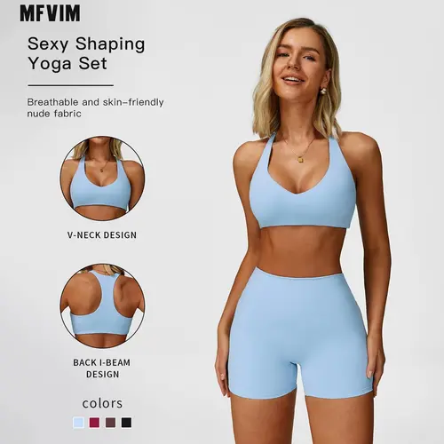 Two-Piece Set Women’s Solid Backless Camisole Tank Top & High Waisted Shorts Tracksuit Set, Sleeveless Spaghetti Strap Crop Top & Skinny Shorts, Ladies Sportswear for Indoor & Outdoor Wear, Gymwear,summerwins,travel essentials,camping essentials,sohochic