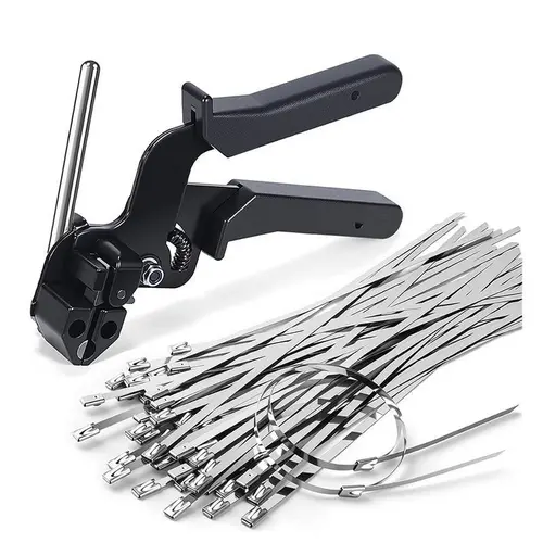 100-Piece Bulk Pack 11.8in UV-Resistant Heavy-Duty Wire Cable Ties (4.6mm) with Stainless Steel Cable Tie Gun - Knife-Edge Cut Fastening & Cutting Tool for DIY Enthusiasts, Chain Link Fences, Exhaust Pipes,toolupgrade