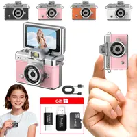 Mini Keychain Digital Camera - Portable Digital Point & Shoot Vlogging Camera, 1080P HD, 1MP Lens, Flash, 0.96" Screen, 32G Card & Charging Cable Included, Retro Mini Travel Product, Unique Quirky Gift for Kids, Sparkling Rose Gold, Mini Travel Products