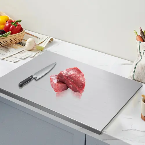 Premium Stainless Steel Kitchen Cutting Board - Non-slip Rubber Base, Heavy Duty Versatile Kitchen Gadget for Family Meat & Vegetables, Thanksgiving Gift for Mothers