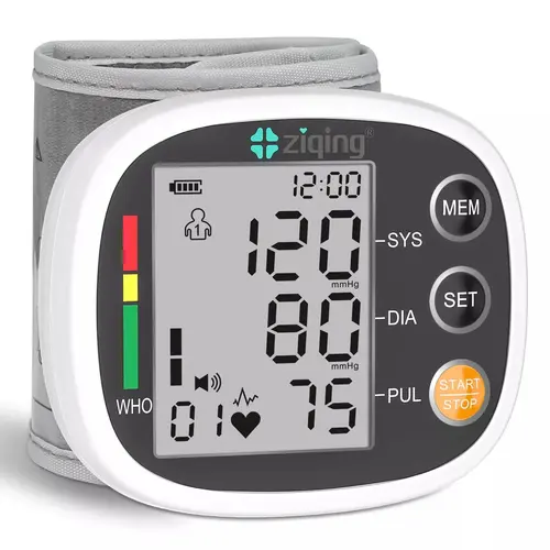 Ziqing Wrist Blood Pressure Monitor for Home Use, Rechargeable Bp Machine Automatic Digital BP Monitor with Voice Broadcast, Large LCD Display, 2×99 Memory BP Cuff 5~7.7in, Black,sohochic