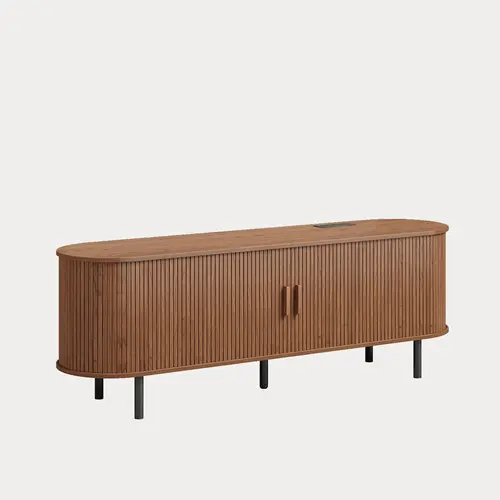 【Sliding Doors Design】ONBRILL 55" Gorgeous Fluted TV Stand for TVs up to 60 Inch, Modern Entertainment Center with Power Outlet & Adjustable Shelves Storage for Living Room, Media Console,Bedroom Furniture,Christmas Gift【SohoChic】