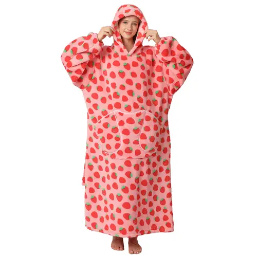 Msrlassn Gifts Oversized Cute Wearable Hoodie Blanket Nightgown Ultra Soft Sherpa Hooded Blankets Warm with Giant Pockets for Women Men Adults Halloween