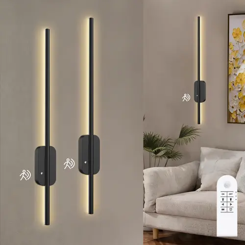 GALENTAL 2-Pack Rechargeable Wireless LED Wall Sconce, Dimmable Wall Lamp with Remote and Touch Control, 3 CCT 3000K/4500K/6500K Magnetic Battery Operated LED Lights for Bedroom, Home Decor, Black, BackToSchool,sohochic